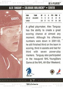 2002-03 Be a Player Memorabilia #17 Alex Tanguay Back