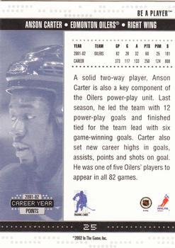 2002-03 Be a Player Memorabilia #25 Anson Carter Back