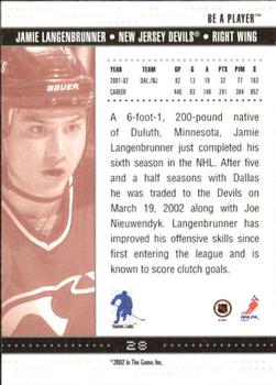 2002-03 Be a Player Memorabilia #28 Jamie Langenbrunner Back
