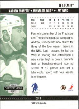 2002-03 Be a Player Memorabilia #31 Andrew Brunette Back