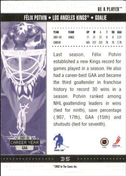 2002-03 Be a Player Memorabilia #35 Felix Potvin Back