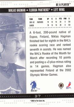 2002-03 Be a Player Memorabilia #37 Niklas Hagman Back