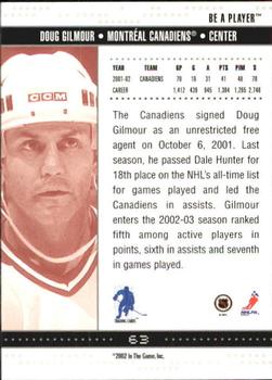 2002-03 Be a Player Memorabilia #63 Doug Gilmour Back