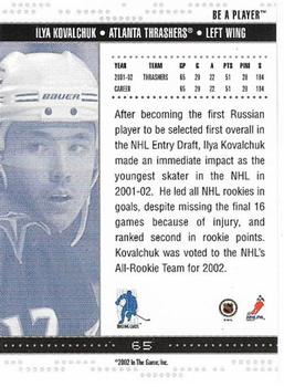 2002-03 Be a Player Memorabilia #65 Ilya Kovalchuk Back