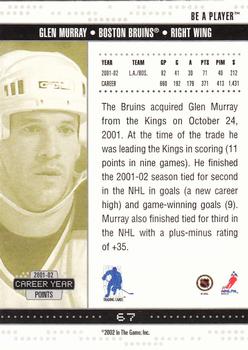 2002-03 Be a Player Memorabilia #67 Glen Murray Back