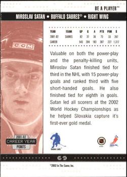 2002-03 Be a Player Memorabilia #69 Miroslav Satan Back