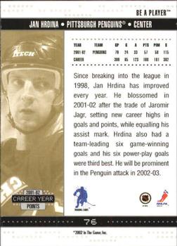 2002-03 Be a Player Memorabilia #76 Jan Hrdina Back