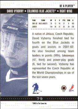 2002-03 Be a Player Memorabilia #79 David Vyborny Back