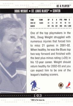 2002-03 Be a Player Memorabilia #103 Doug Weight Back