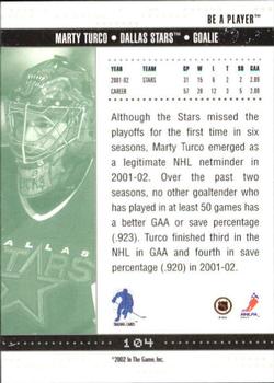 2002-03 Be a Player Memorabilia #104 Marty Turco Back