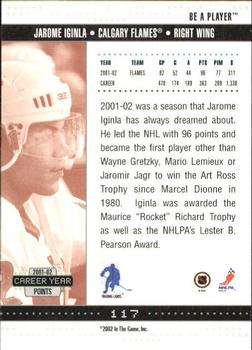 2002-03 Be a Player Memorabilia #117 Jarome Iginla Back