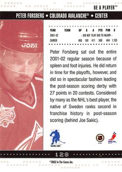 2002-03 Be a Player Memorabilia #128 Peter Forsberg Back