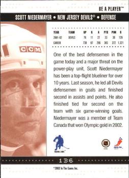 2002-03 Be a Player Memorabilia #136 Scott Niedermayer Back