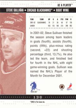 2002-03 Be a Player Memorabilia #138 Steve Sullivan Back