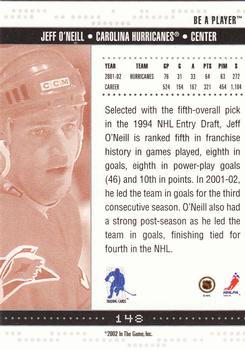 2002-03 Be a Player Memorabilia #148 Jeff O'Neill Back