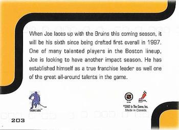 2002-03 Be a Player Memorabilia #203 Joe Thornton Back