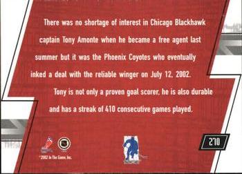 2002-03 Be a Player Memorabilia #270 Tony Amonte Back