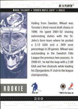 2002-03 Be a Player Memorabilia #280 Mikael Tellqvist Back