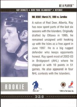 2002-03 Be a Player Memorabilia #328 Ray Schultz Back