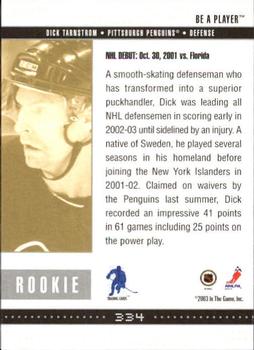 2002-03 Be a Player Memorabilia #334 Dick Tarnstrom Back