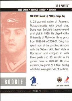 2002-03 Be a Player Memorabilia #367 Doug Janik Back