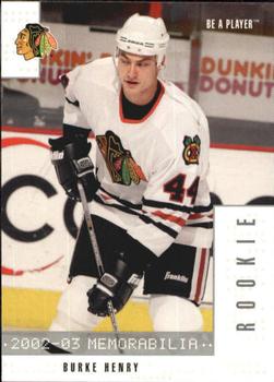 2002-03 Be a Player Memorabilia #382 Burke Henry Front