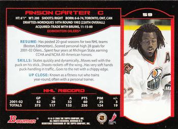 2002-03 Bowman YoungStars #59 Anson Carter Back