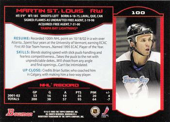 2002-03 Bowman YoungStars #100 Martin St. Louis Back