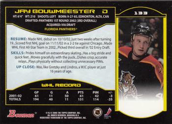 2002-03 Bowman YoungStars #133 Jay Bouwmeester Back