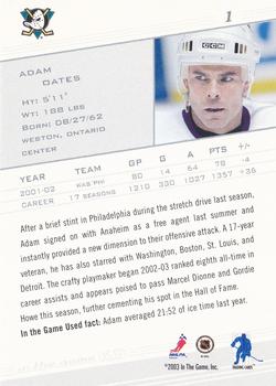 2002-03 In The Game Used #1 Adam Oates Back