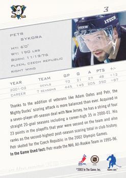 2002-03 In The Game Used #3 Petr Sykora Back