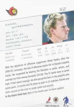 2002-03 In The Game Used #52 Daniel Alfredsson Back