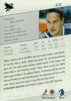 2002-03 In The Game Used #65 Teemu Selanne Back