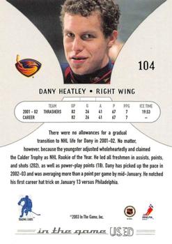 2002-03 In The Game Used #104 Dany Heatley Back