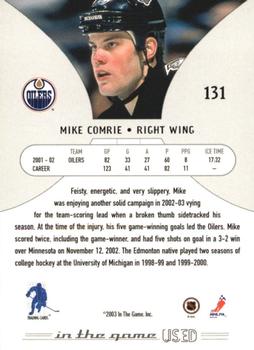 2002-03 In The Game Used #131 Mike Comrie Back