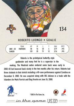2002-03 In The Game Used #134 Roberto Luongo Back