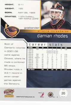 2002-03 Pacific #20 Damian Rhodes Back