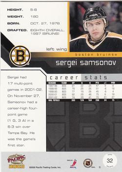 2002-03 Pacific #32 Sergei Samsonov Back