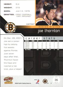 2002-03 Pacific #35 Joe Thornton Back