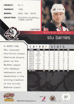 2002-03 Pacific #37 Stu Barnes Back