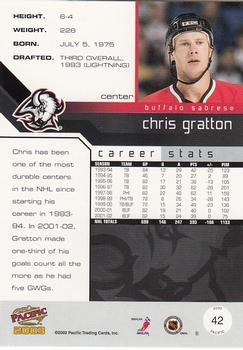 2002-03 Pacific #42 Chris Gratton Back