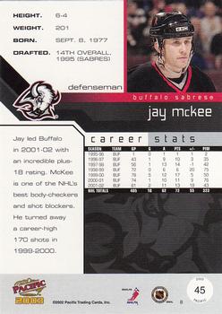 2002-03 Pacific #45 Jay McKee Back