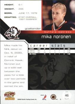 2002-03 Pacific #46 Mika Noronen Back