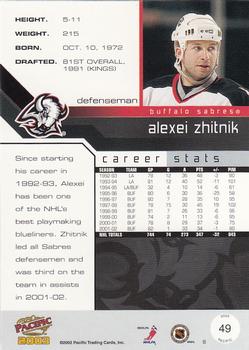 2002-03 Pacific #49 Alexei Zhitnik Back