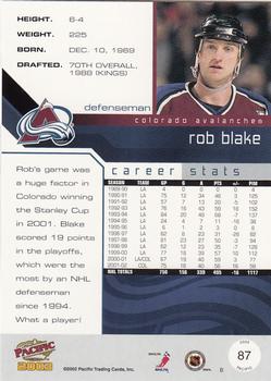 2002-03 Pacific #87 Rob Blake Back