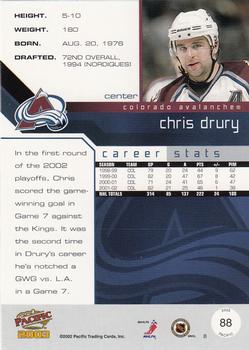 2002-03 Pacific #88 Chris Drury Back
