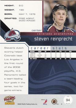 2002-03 Pacific #94 Steven Reinprecht Back