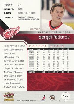 2002-03 Pacific #127 Sergei Fedorov Back