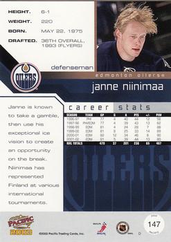 2002-03 Pacific #147 Janne Niinimaa Back