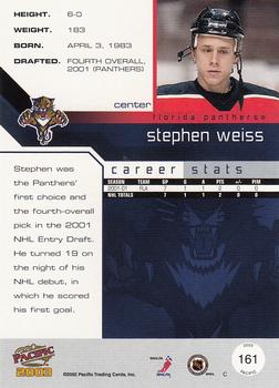 2002-03 Pacific #161 Stephen Weiss Back